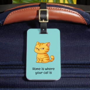 怒ったオレンジタビー猫の格言 緑 ラゲッジタグ