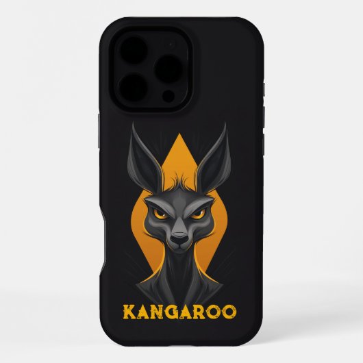 怒ったカンガルー ブラック iPhoneケース (裏面)