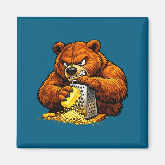 怒ったクマのおろしチーズグレーターTシャツ マグネット (正面)