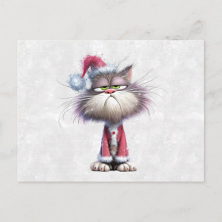 怒ったクリスマス子猫 ポストカード