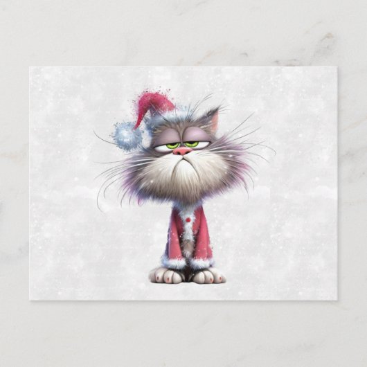 怒ったクリスマス子猫 ポストカード (正面)