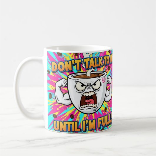 怒ったコーヒーカップの面白い漫画 コーヒーマグカップ (左)
