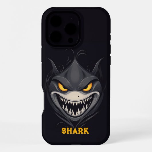 怒ったサメ ブラック iPhoneケース (裏面)