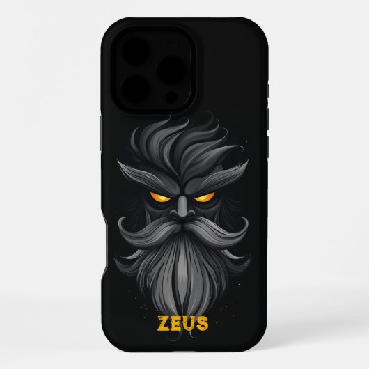 怒ったゼウス ブラック iPhoneケース (裏面)