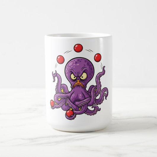 怒ったタコのジャグリング コーヒーマグカップ (中央)