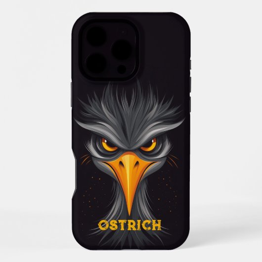 怒ったダチョウ ブラック iPhoneケース (裏面)