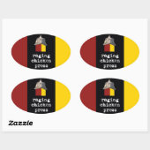 怒ったチキンプレス楕円形トリカラーシール 楕円形シール (シート)