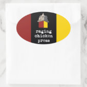 怒ったチキンプレス楕円形トリカラーシール 楕円形シール (バッグ)