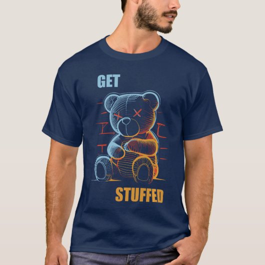 怒ったテディベア ぬいぐるみ サラカズム ホラー Tシャツ (正面)