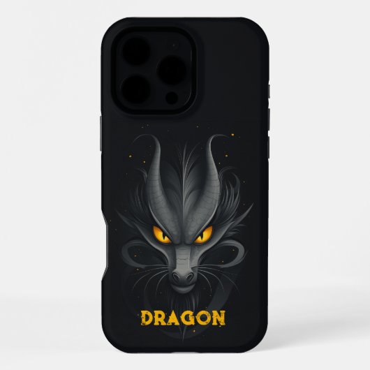 怒ったドラゴン 黒 iPhoneケース (裏面)