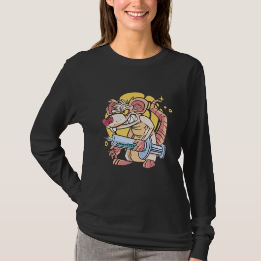 怒ったネズミの注射器 Tシャツ (正面)