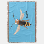 怒ったハチのユーモラスなイラスト スローブランケット (正面縦)