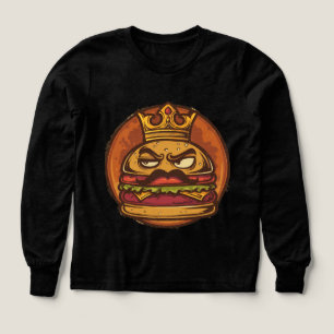 怒ったバーガー王冠グラフィックブラックTシャツ