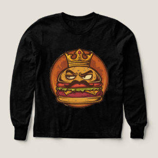 怒ったバーガー王冠グラフィックブラックTシャツ