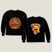 怒ったバーガー王冠グラフィックブラックTシャツ (デザイン 正面&背面)