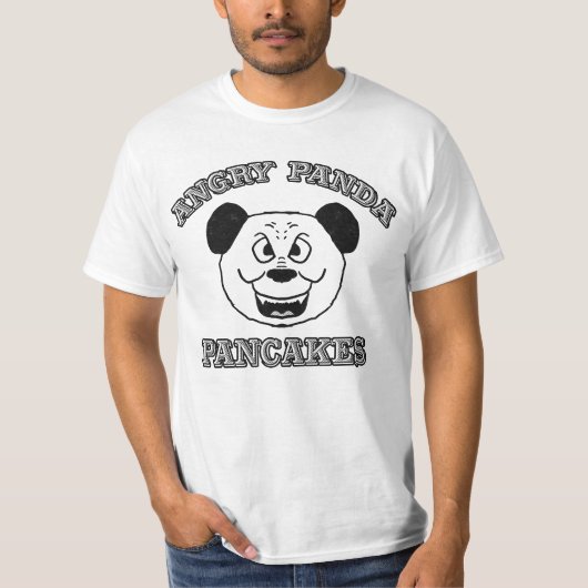 怒ったパンダのパンケーキ Tシャツ (正面)