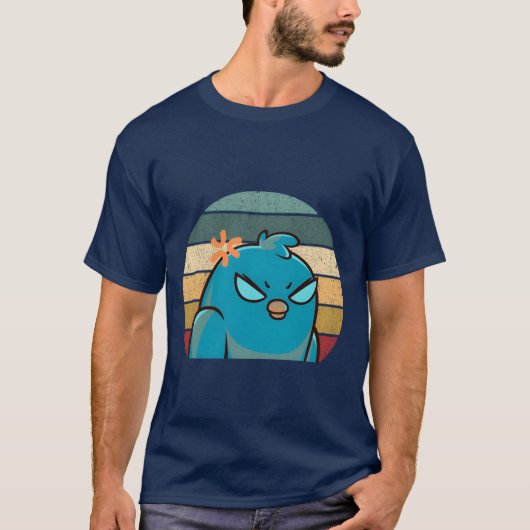 怒ったビンテージバードの面白グッズ Tシャツ (正面)