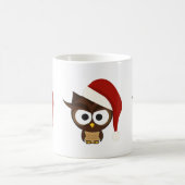 怒ったフクロウがサンタ帽を被っている コーヒーマグカップ (中央)