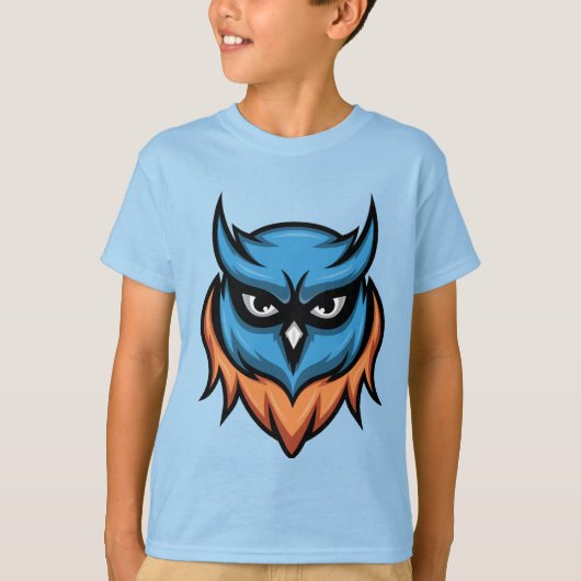 怒ったフクロウのクールな少年Tシャツ Tシャツ (正面)