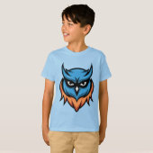 怒ったフクロウのクールな少年Tシャツ Tシャツ (正面フル)