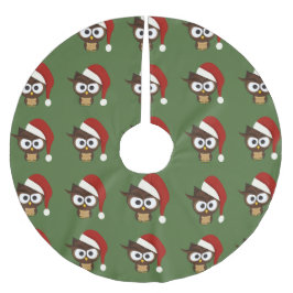 怒ったフクロウのサンタ帽 ブラッシュドポリエステルツリースカート