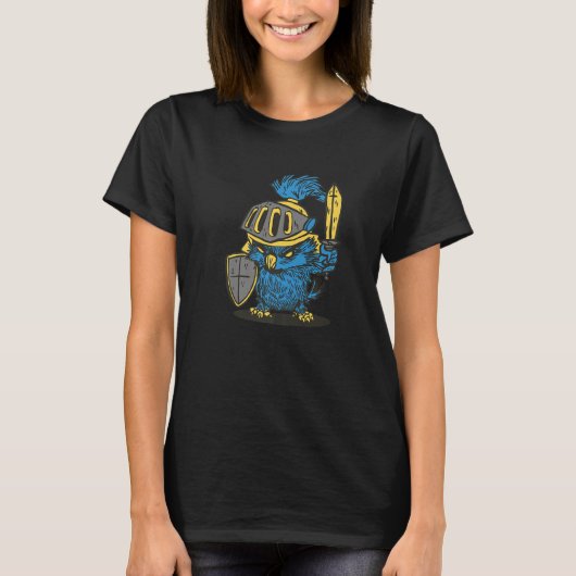 怒ったフクロウの騎士 - 中世ルネサンスフェアフェスティバル Tシャツ (正面)