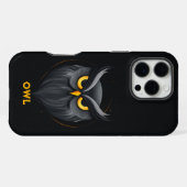 怒ったフクロウ ブラック iPhoneケース (裏面横)