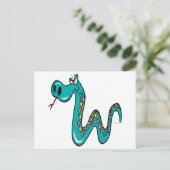 怒ったヘビの漫画 ボアコンストリクター ポストカード (スタンド正面)