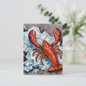 怒ったメイン州のロブスターが氷を割る ポストカード (スタンド正面)