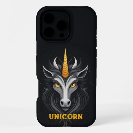 怒ったユニコーン ブラック iPhoneケース (裏面)