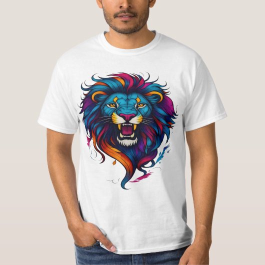 怒ったライオンの顔Tシャツ Tシャツ (正面)