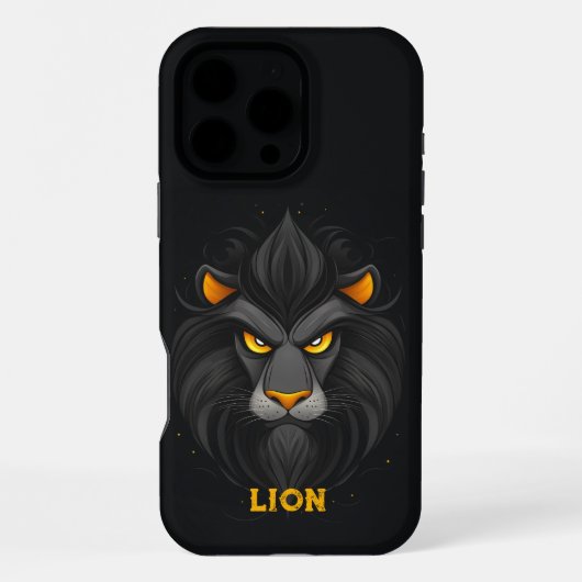 怒ったライオン ブラック iPhoneケース (裏面)