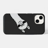 怒ったラマの鋭い顔出しコーナーのクールサングラス iPhoneケース (裏面横)