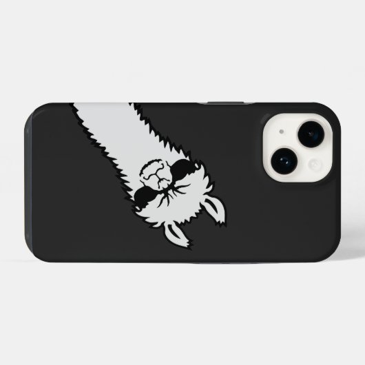 怒ったラマの鋭い顔出しコーナーのクールサングラス iPhoneケース (裏面横)