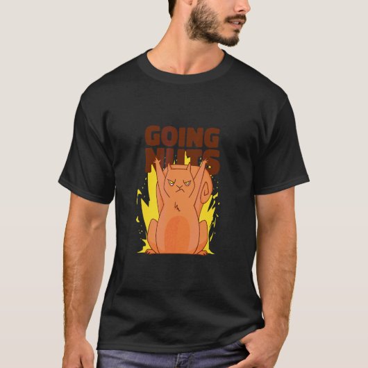 怒ったリス ナッツを食べまくる Tシャツ (正面)