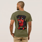怒ったロットワイラー漫画の犬好きギフト Tシャツ (裏面フル)