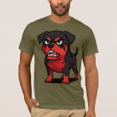 怒ったロットワイラー漫画の犬好きギフト Tシャツ (正面)