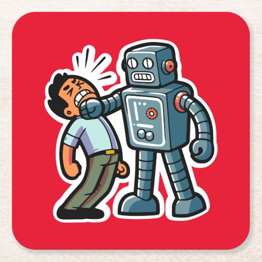 怒ったロボット スクエアペーパーコースター (正面)