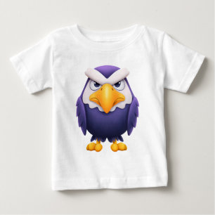 怒ったワシのマスコット - 激しいパープルの可愛い鳥の子供服 ベビーTシャツ
