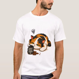 怒った三毛猫 - コーヒーを話す Tシャツ