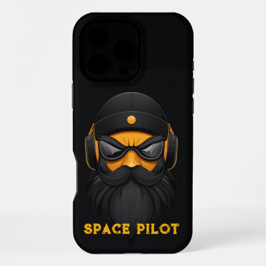 怒った宇宙パイロット ブラック iPhoneケース (裏面)