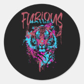 怒った戦士の鎌状赤血球銃乱闘虎のリボン ラウンドシール (正面)