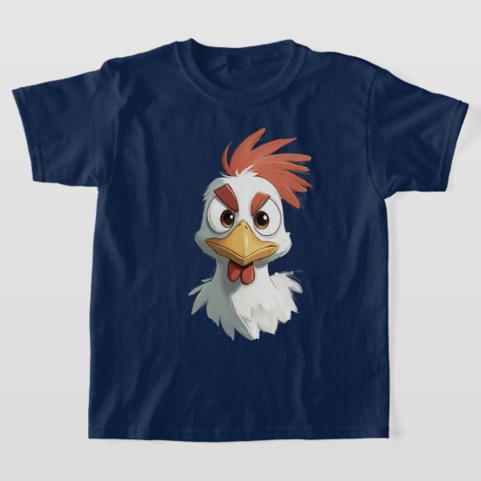 怒った漫画のニワトリの頭 Tシャツ (レイダウン)