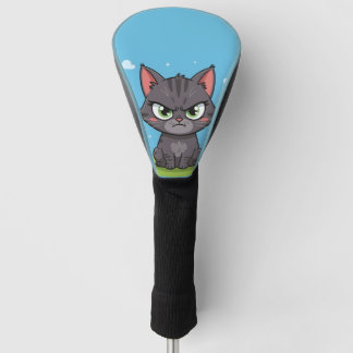 怒った灰色の小さな猫 ゴルフヘッドカバー