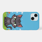 怒った灰色の小さな猫 iPhone 15ケース (裏面横)
