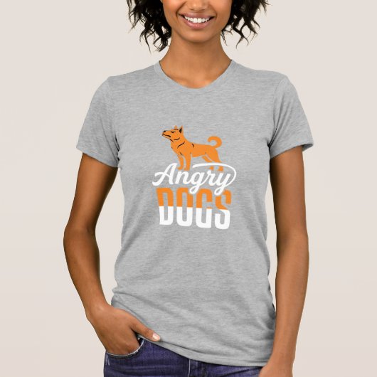 怒った犬のベクターキャラクター Tシャツ (正面)
