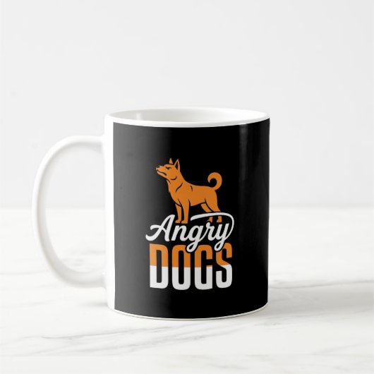 怒った犬のベクター・マスコット コーヒーマグカップ (左)