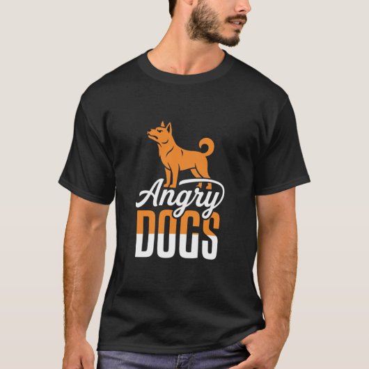 怒った犬のベクター・マスコット Tシャツ (正面)