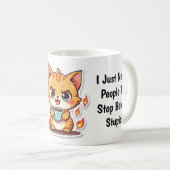 怒った猫がかわいい コーヒーマグカップ (正面右)