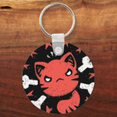怒った猫のエンブレム キーホルダー (正面)